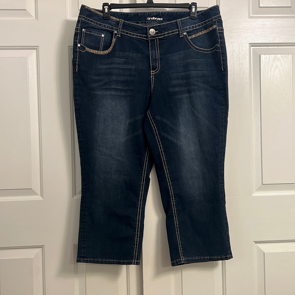 P1- Lane Bryant Blue Dark Wash Denim Jeans 5 Pockets Design Plus Size 22